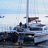 We disembark from the catamaran 